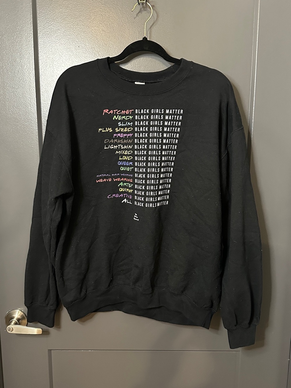 Black Graphic Crewneck Sweater